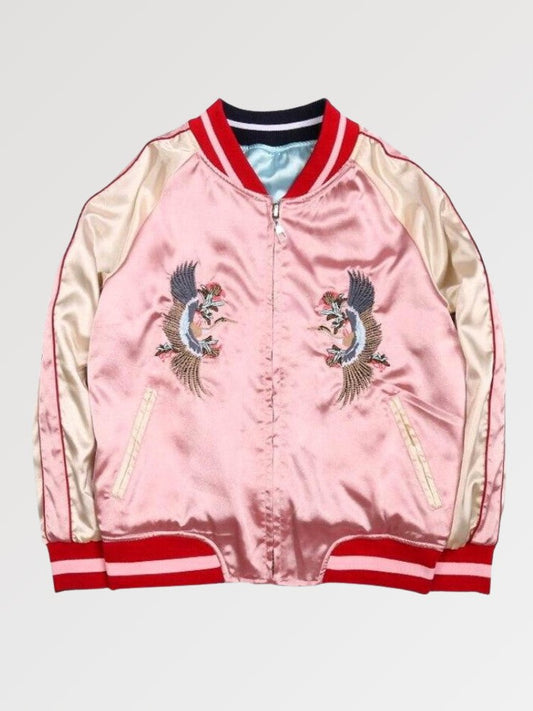 Blue and Pink Reversible Sukajan Jacket 'Kawagoe' - Sublimation Jacket ( Recreated Edition )
