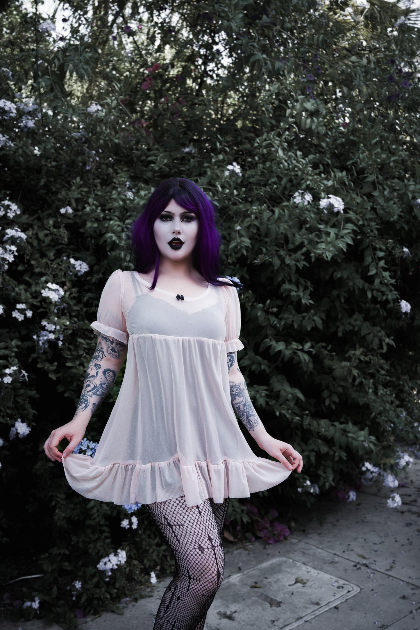 Blush Mesh Babydoll Dress Dress