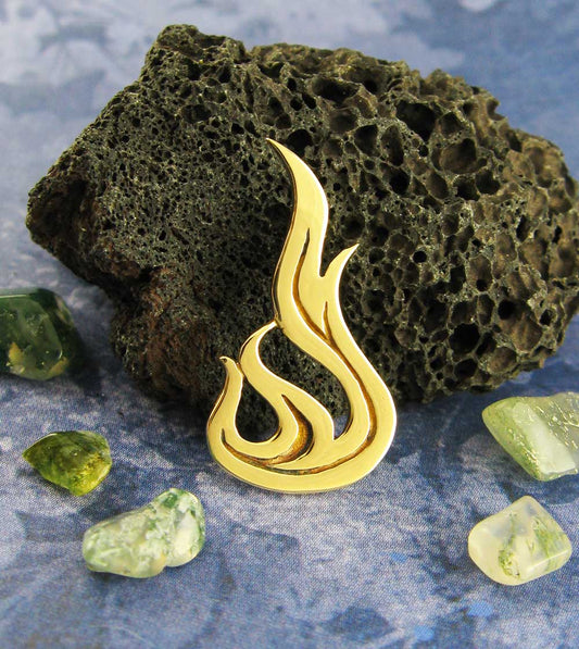 Flame Pendant, Handmade - Brass