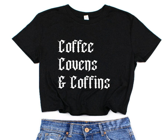 Coffee Covens & Coffins Cropped T-Shirt