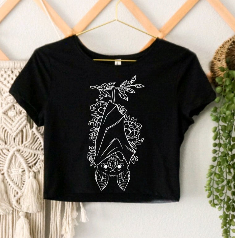 Floral Bat Cropped T-Shirt