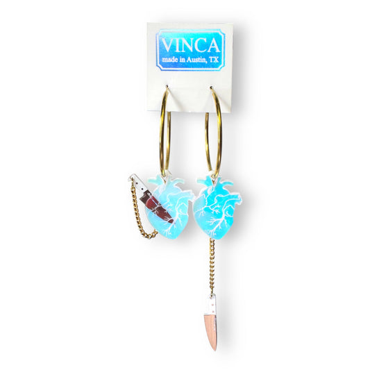 Last Chance! Chopped Heart Hoops - Dreamy Iridescent