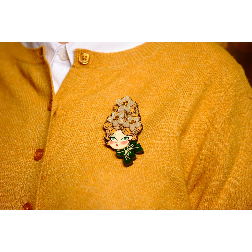 Christmas Blonde Hair Brooch with Earring Set by Laliblue