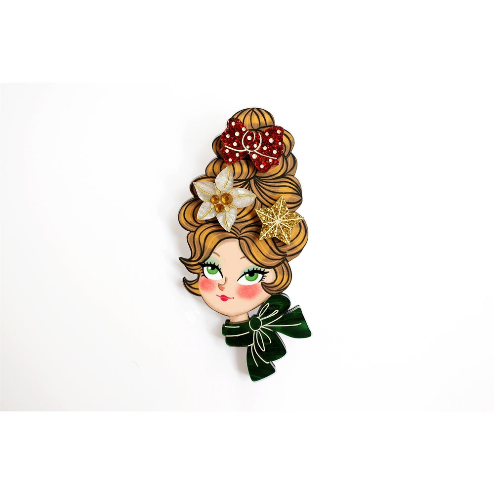 Christmas Blonde Hair Brooch with Earring Set by Laliblue
