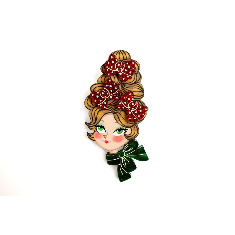 Christmas Blonde Hair Brooch with Earring Set by Laliblue