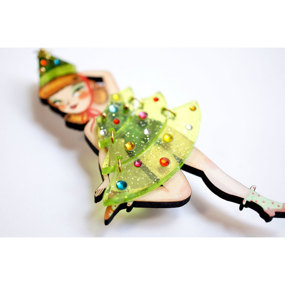 Christmas Tree Girl Brooch by Laliblue