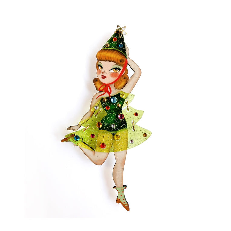 Christmas Tree Girl Brooch by Laliblue