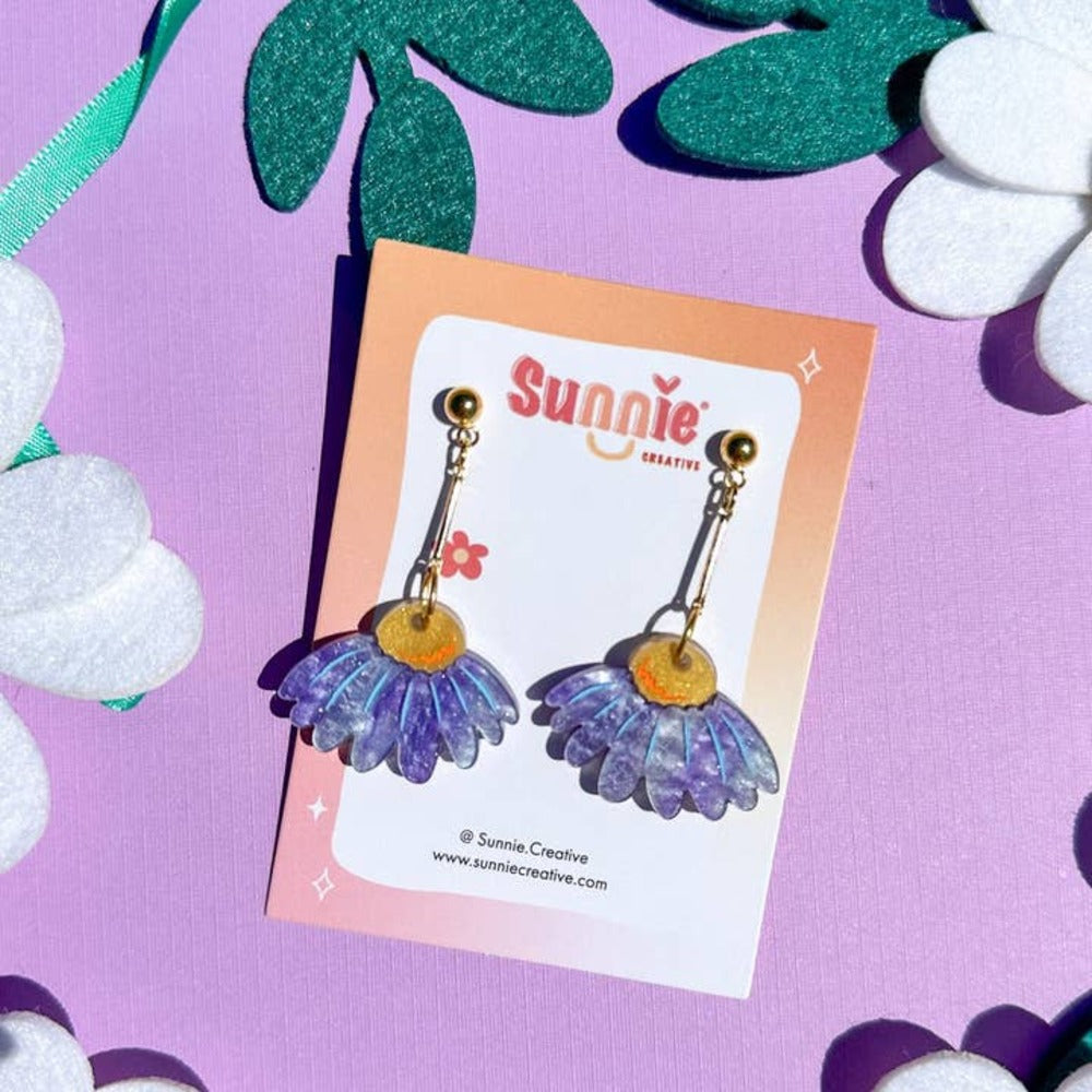 Coneflower Bloom Acrylic Earrings