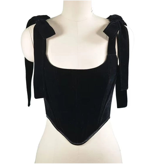 The Velveteen Corset Top - Deep Velvet Bodice Cinching Corset - READY TO SHIP!