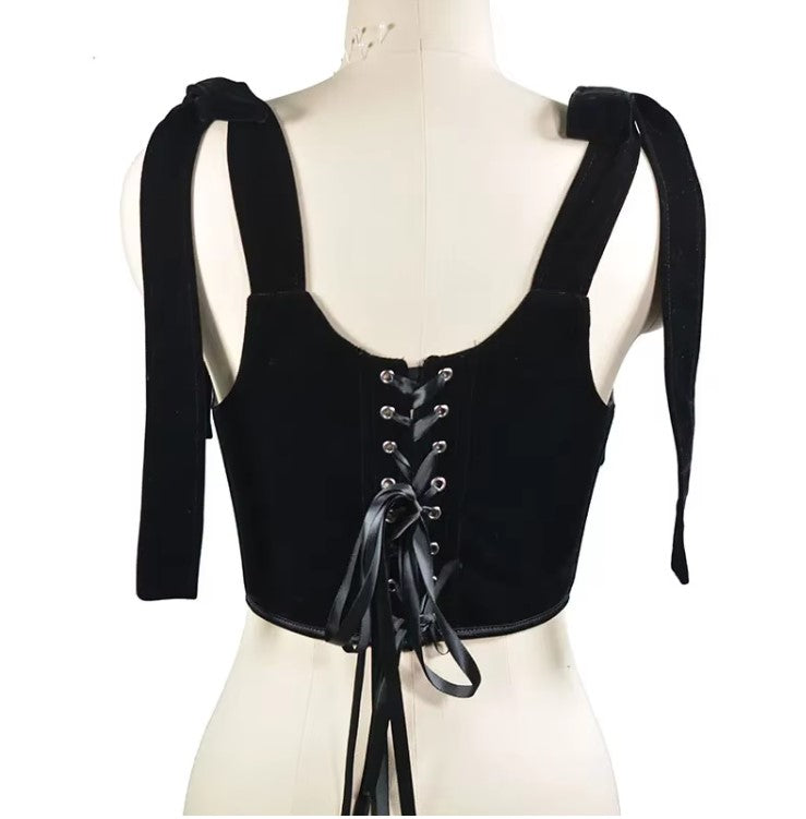 The Velveteen Corset Top - Deep Velvet Bodice Cinching Corset - READY TO SHIP!