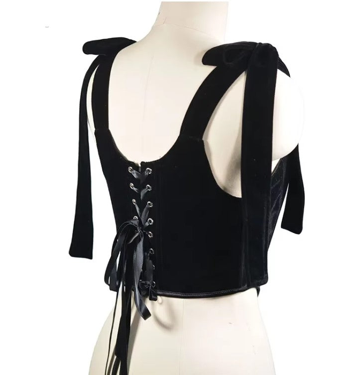 The Velveteen Corset Top - Deep Velvet Bodice Cinching Corset - READY TO SHIP!