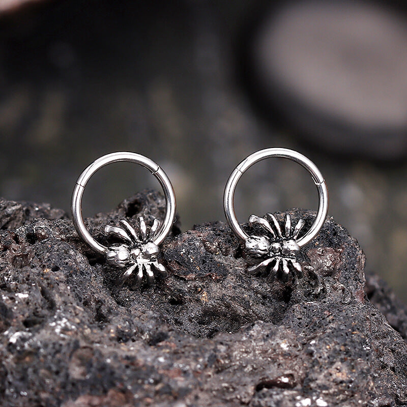 Creative Spider Stainless Steel Hoop Earrings