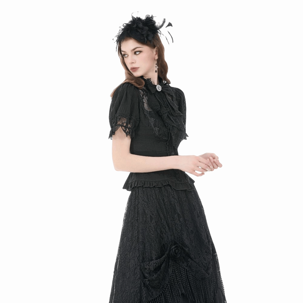 Widow's Vow Detachable-Bow Shirt