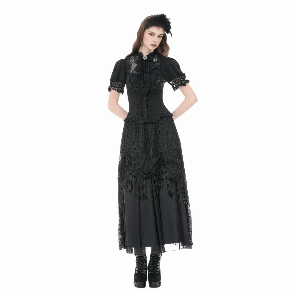 Widow's Vow Detachable-Bow Shirt