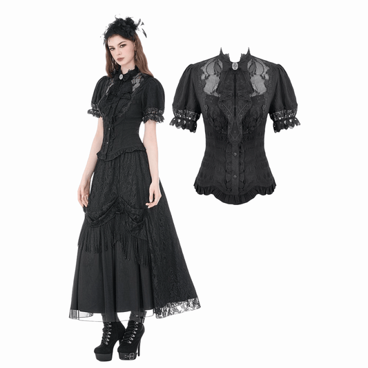 Widow's Vow Detachable-Bow Shirt