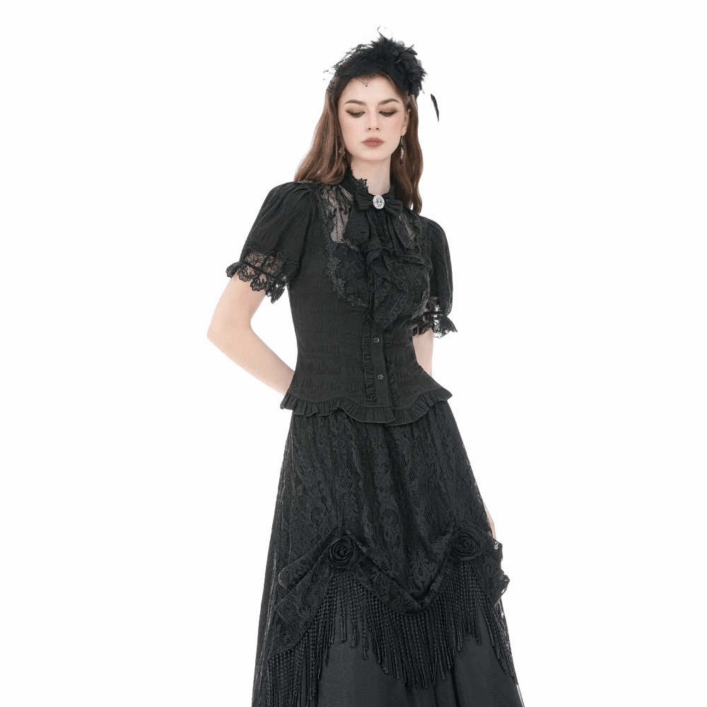Widow's Vow Detachable-Bow Shirt