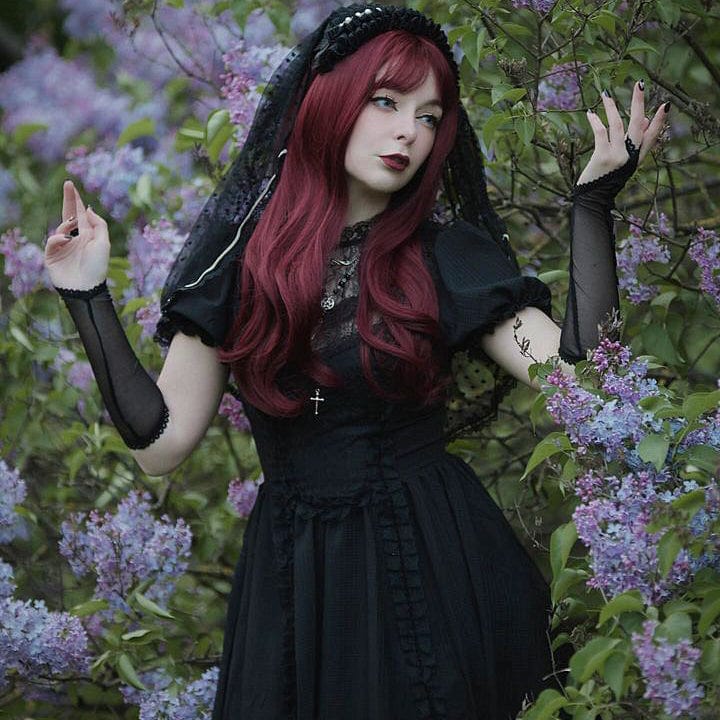 Porcelain Shadow Puff-Sleeve Lace Dress