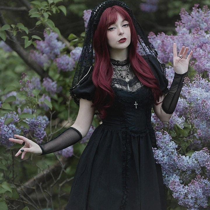 Porcelain Shadow Puff-Sleeve Lace Dress