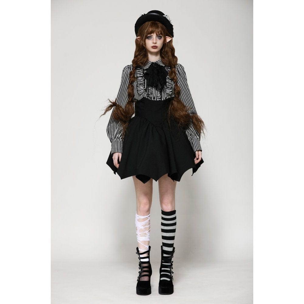 Mad Doll Striped Skull-Bow Shirt