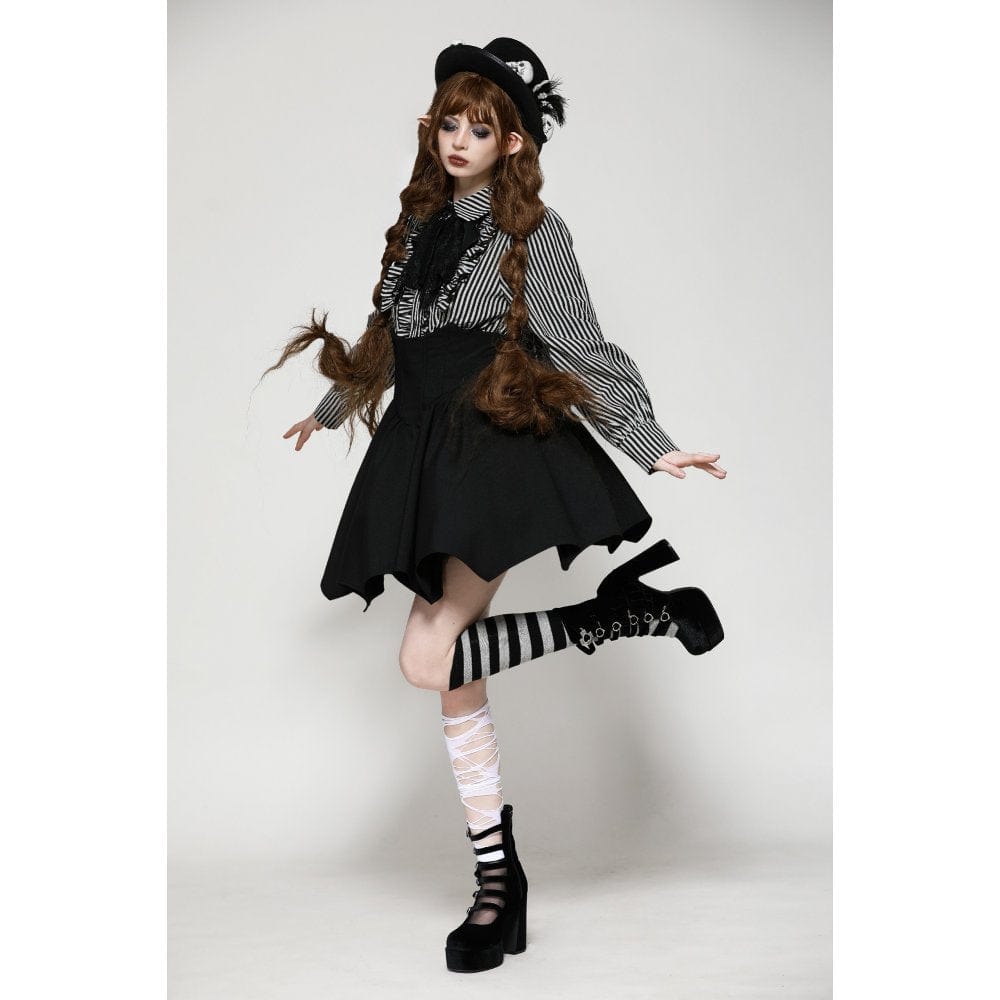 Mad Doll Striped Skull-Bow Shirt