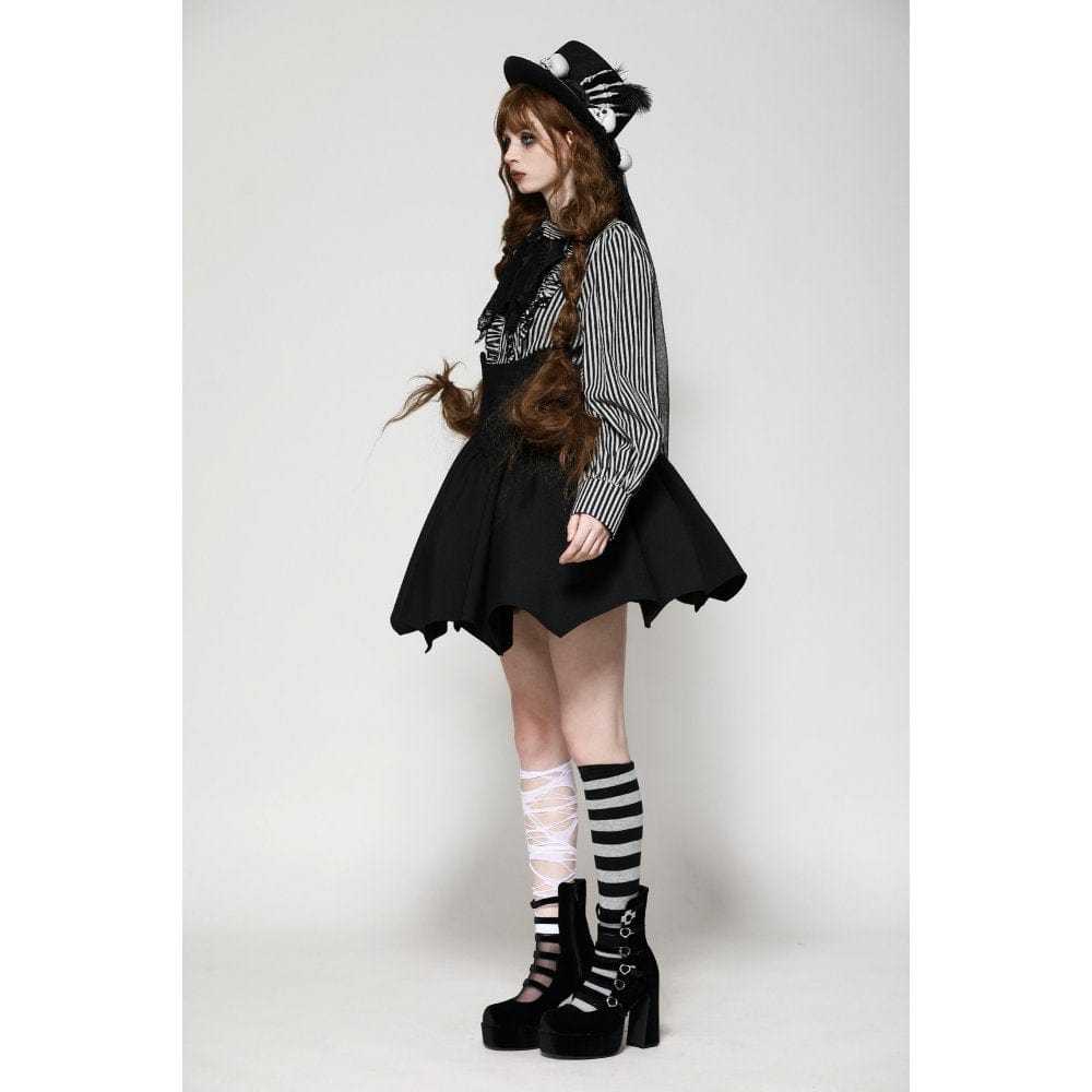 Mad Doll Striped Skull-Bow Shirt