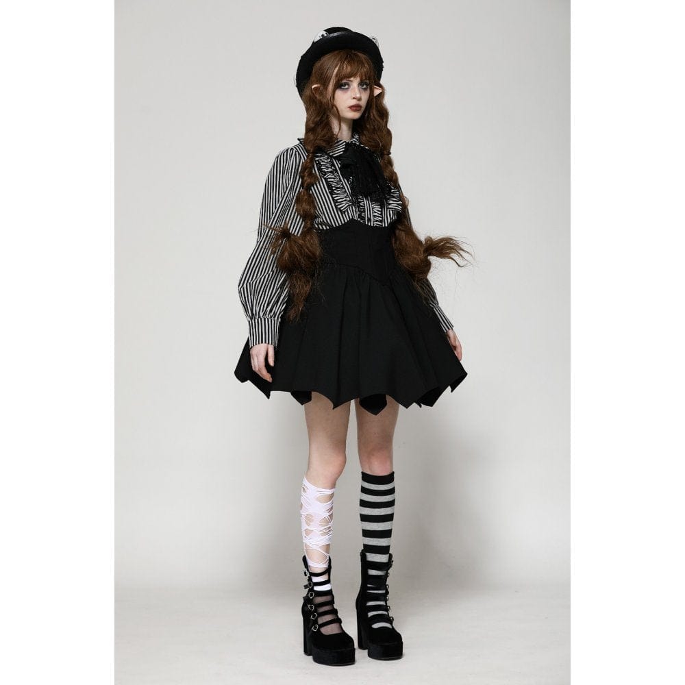 Mad Doll Striped Skull-Bow Shirt