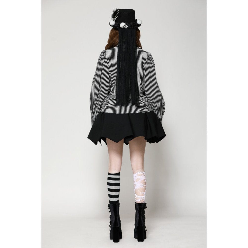 Mad Doll Striped Skull-Bow Shirt