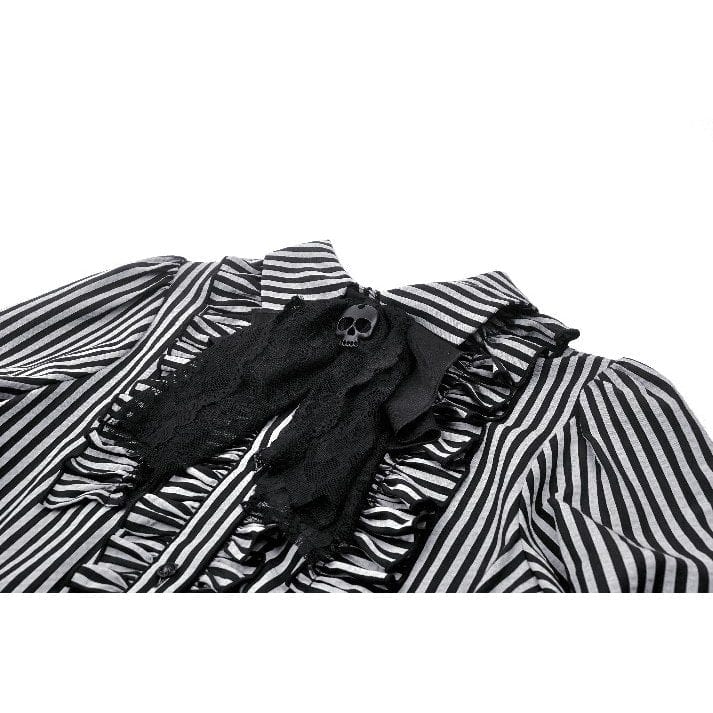 Mad Doll Striped Skull-Bow Shirt