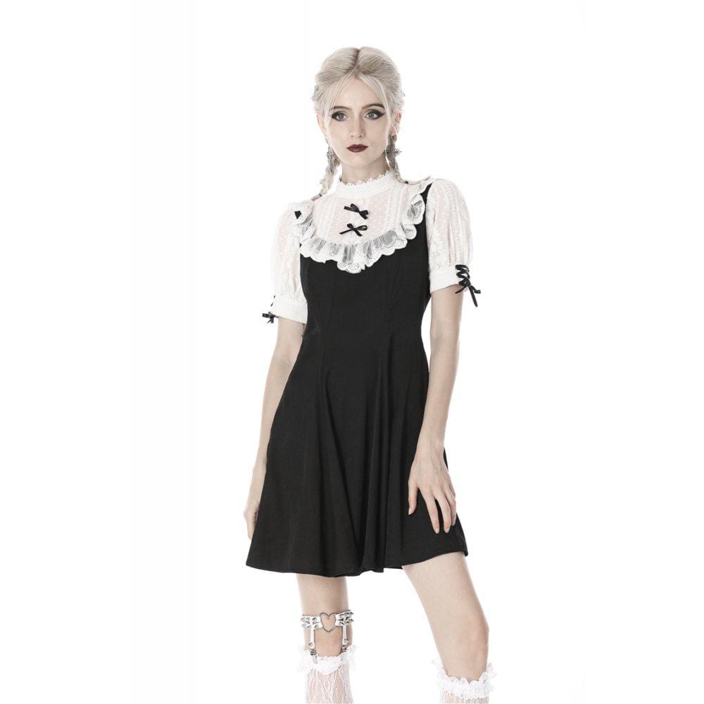 Midnight Dollhouse Stand-Collar Midi Dress