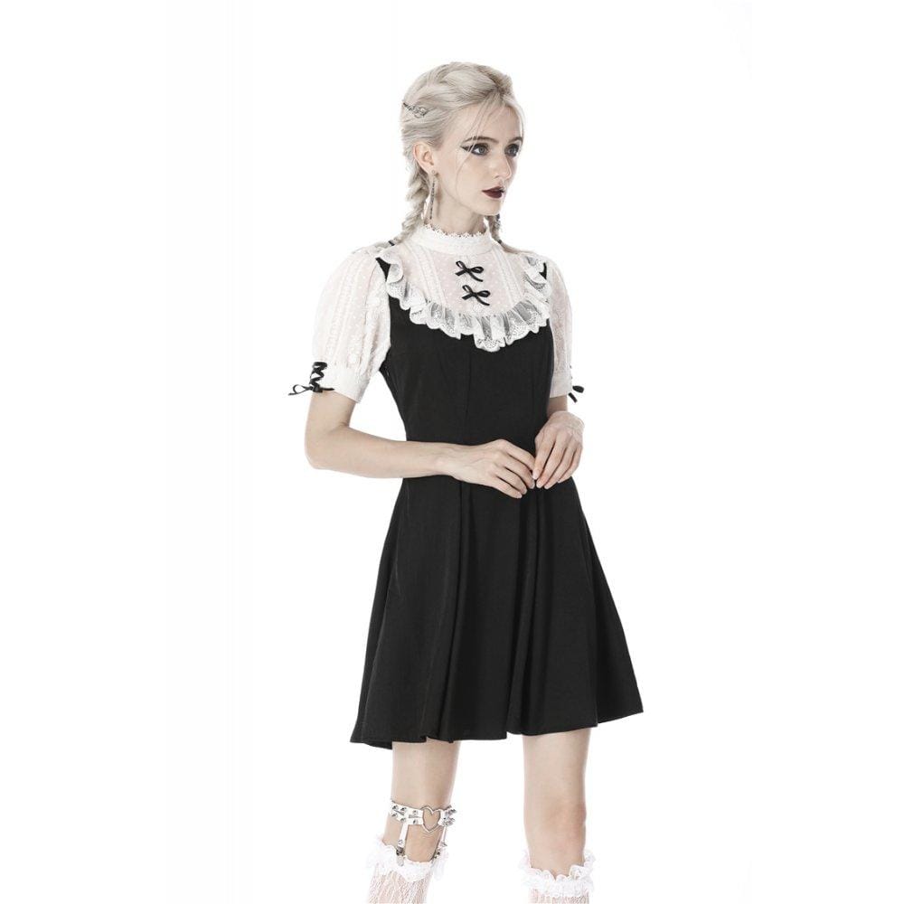 Midnight Dollhouse Stand-Collar Midi Dress