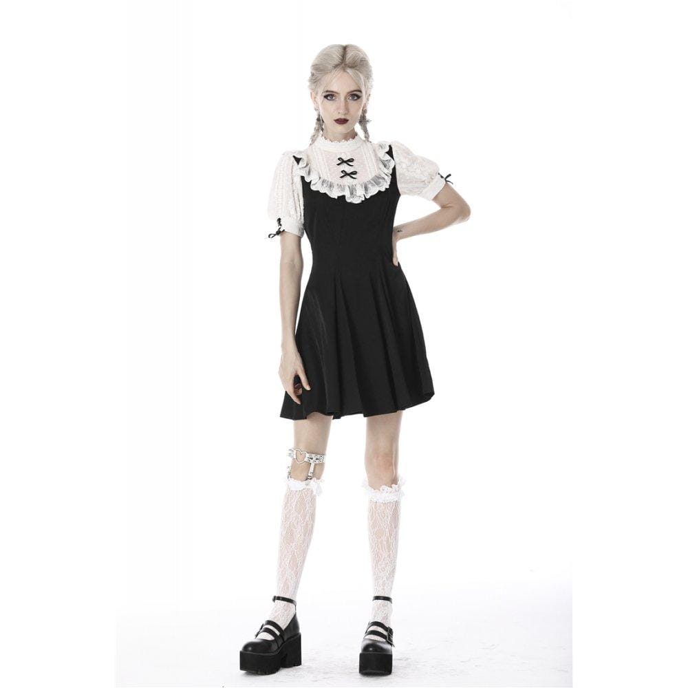 Midnight Dollhouse Stand-Collar Midi Dress