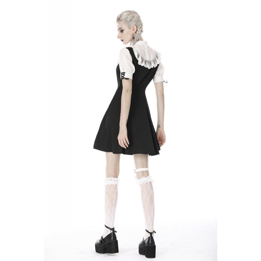 Midnight Dollhouse Stand-Collar Midi Dress