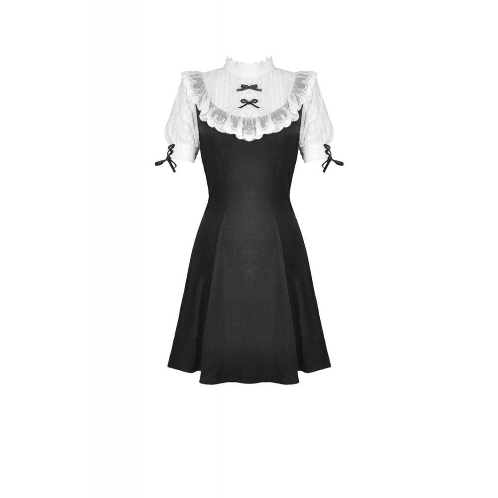 Midnight Dollhouse Stand-Collar Midi Dress