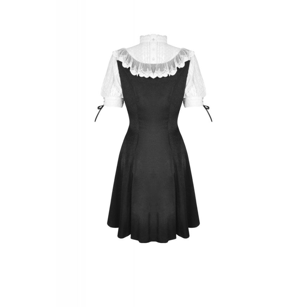 Midnight Dollhouse Stand-Collar Midi Dress