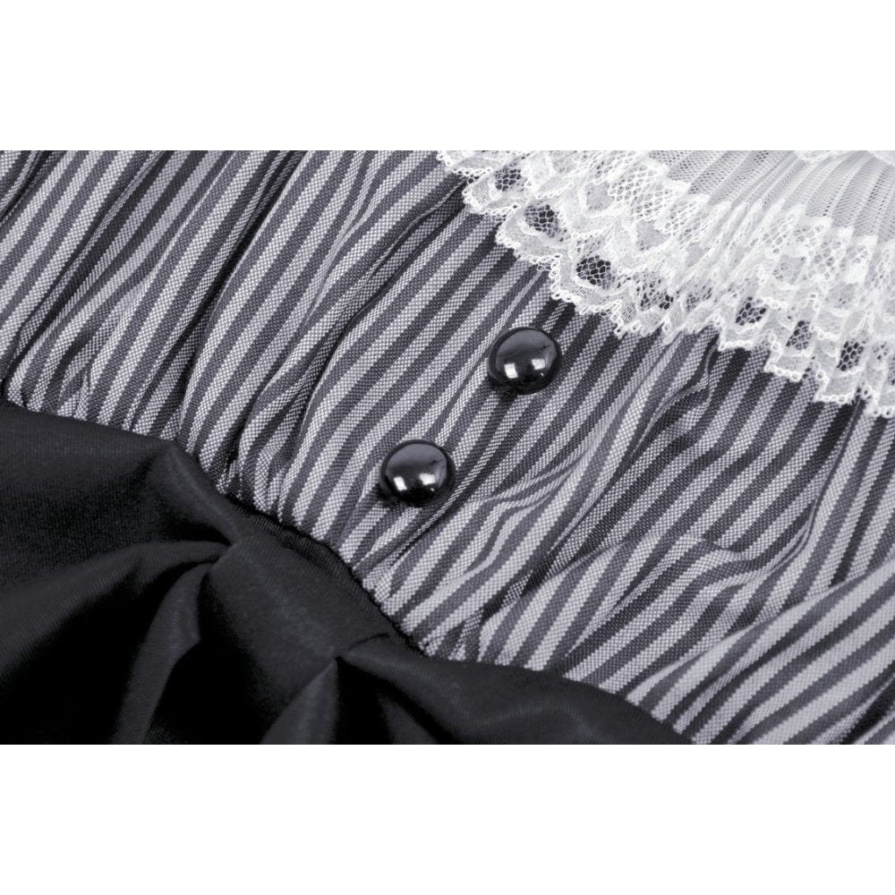 Clockwork Doll Striped Lace-Collar Dress
