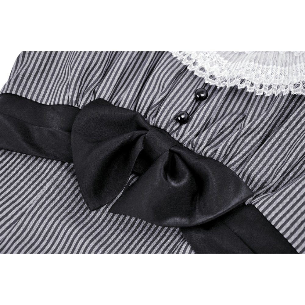 Clockwork Doll Striped Lace-Collar Dress
