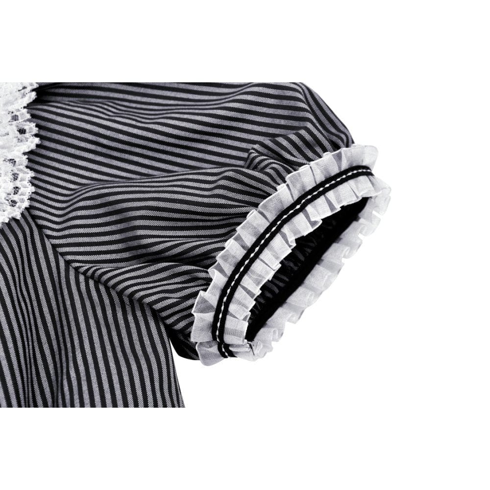 Clockwork Doll Striped Lace-Collar Dress