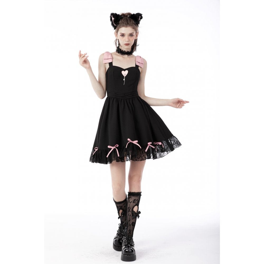 Rose Ribbon Lace Slip Dress