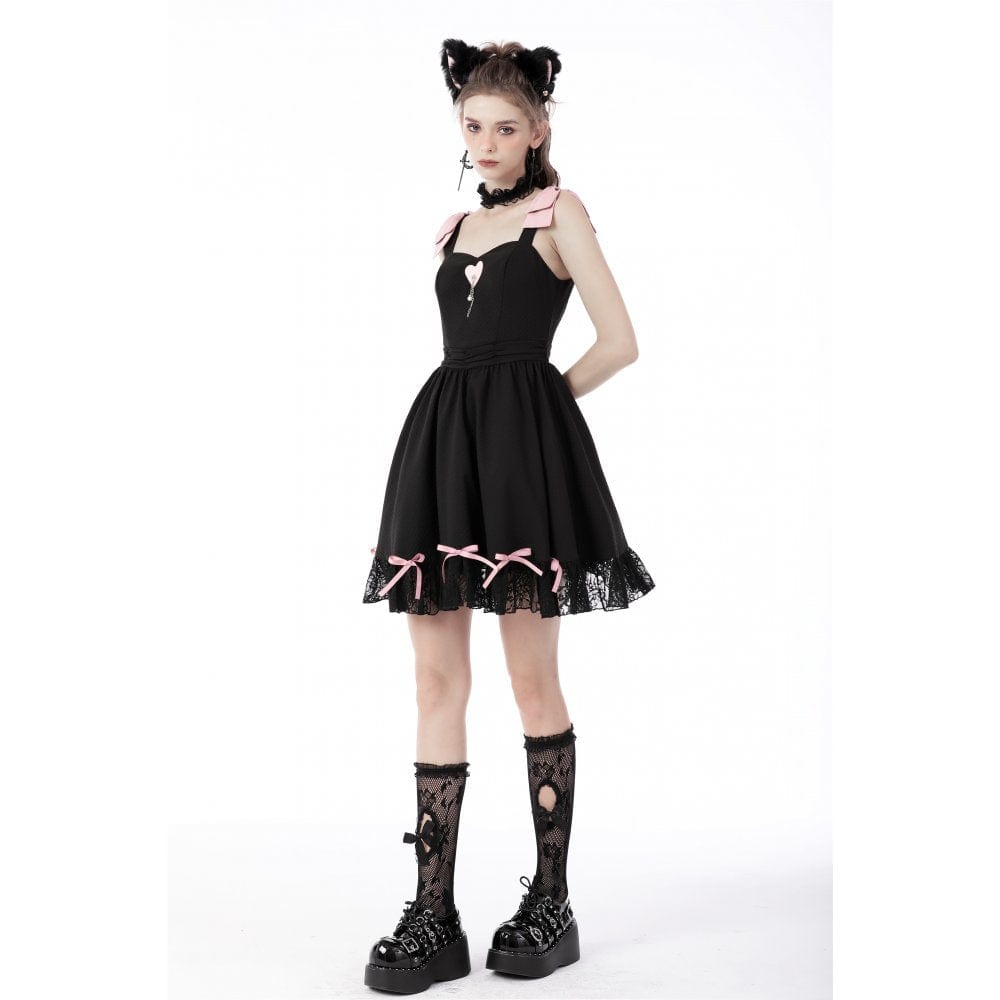 Rose Ribbon Lace Slip Dress