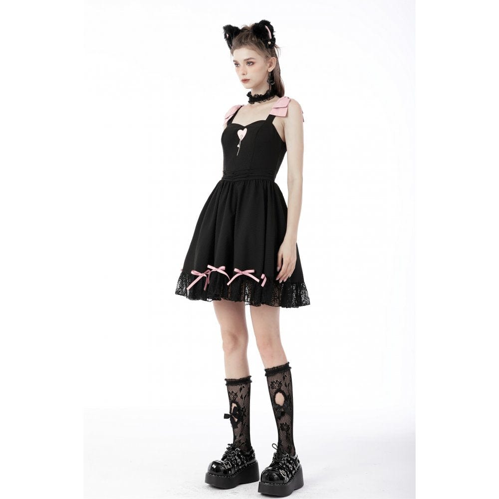 Rose Ribbon Lace Slip Dress