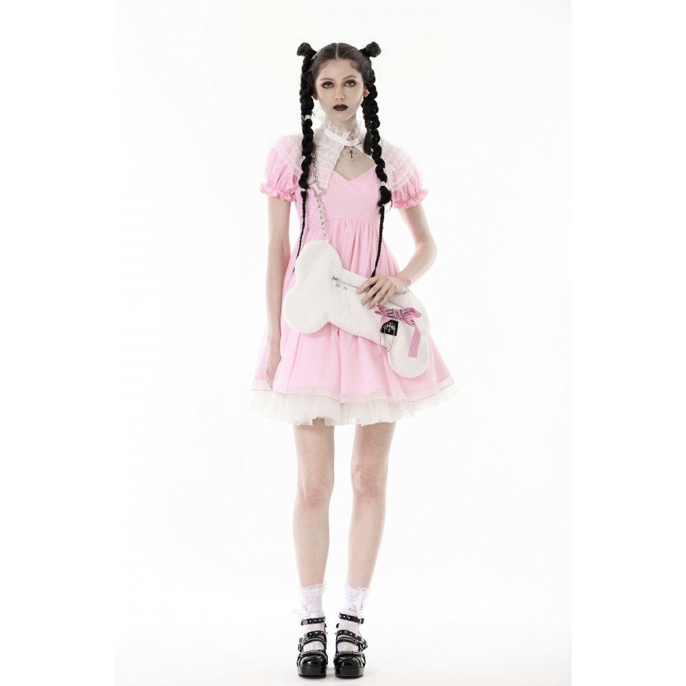 Blushing Reliquary Detachable-Collar Dress