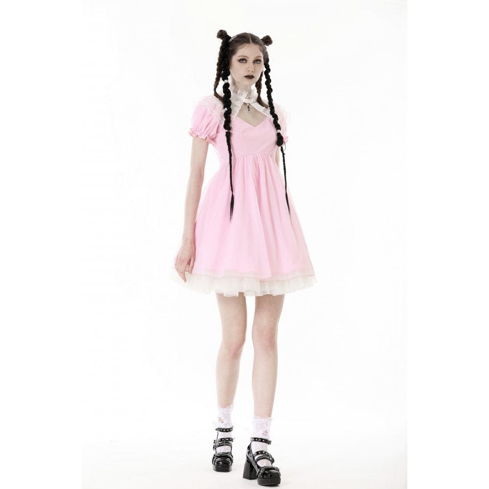 Blushing Reliquary Detachable-Collar Dress
