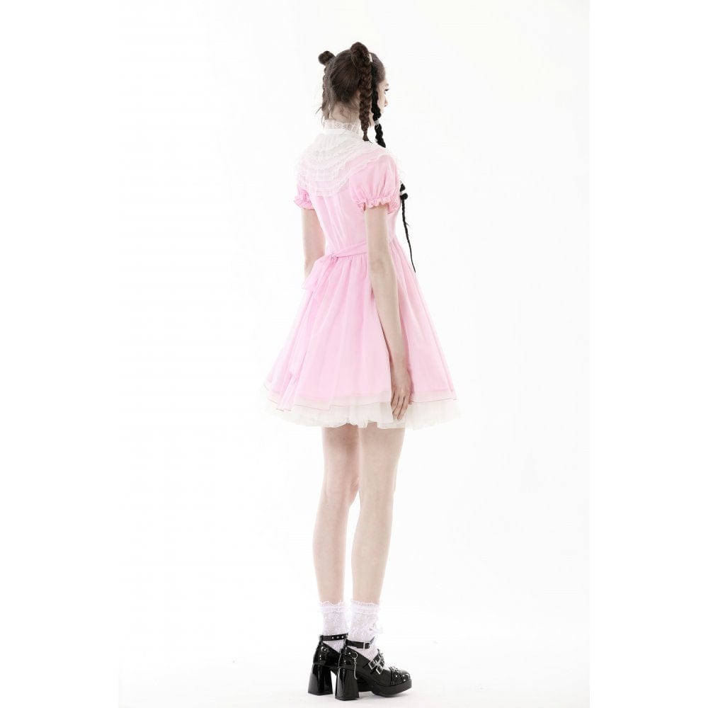 Blushing Reliquary Detachable-Collar Dress