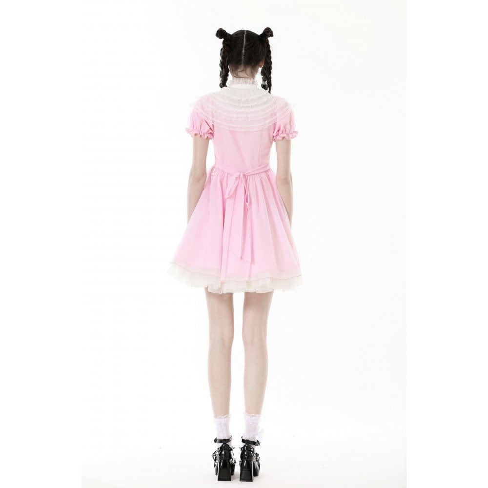 Blushing Reliquary Detachable-Collar Dress