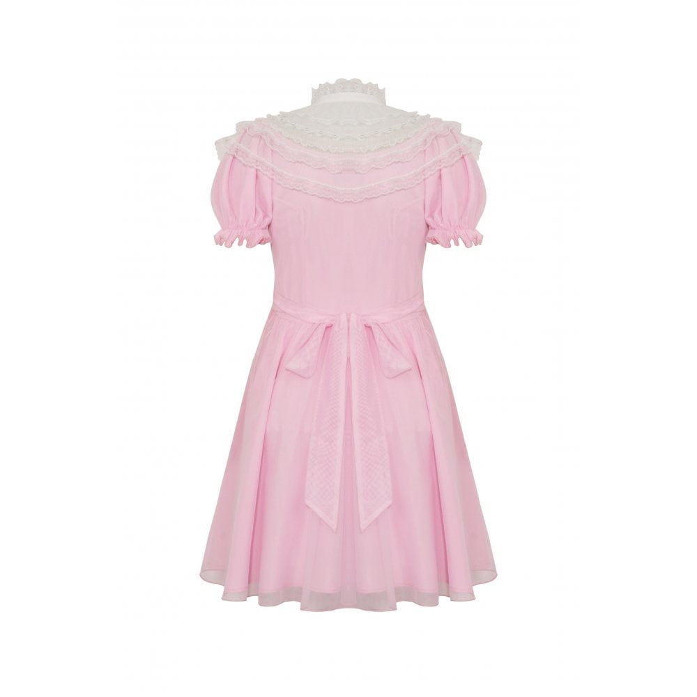 Blushing Reliquary Detachable-Collar Dress