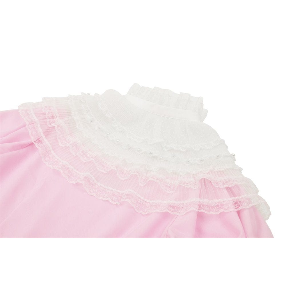 Blushing Reliquary Detachable-Collar Dress