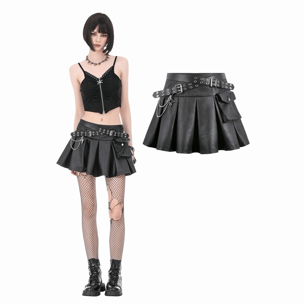 Sanctified Riot Chain Pleated Skirt