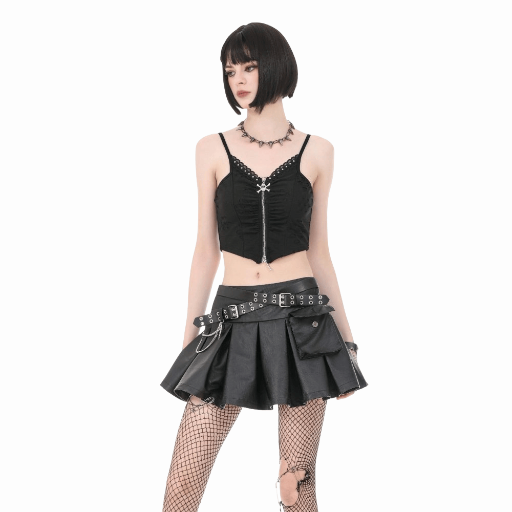 Sanctified Riot Chain Pleated Skirt