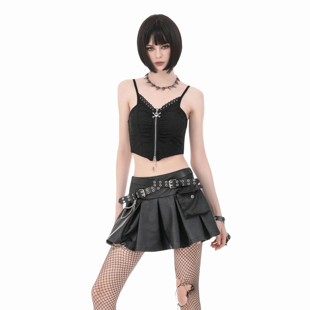 Sanctified Riot Chain Pleated Skirt