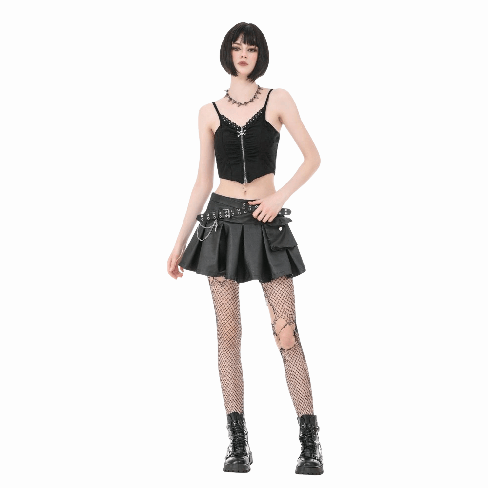 Sanctified Riot Chain Pleated Skirt